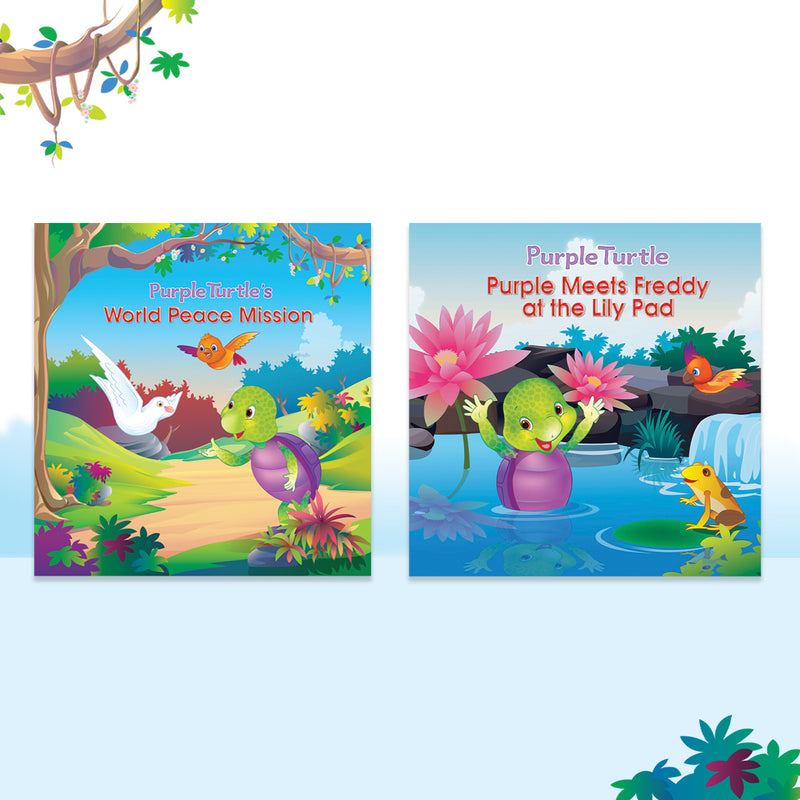 Story Books for Kids (Set of 2 Books) World Peace Mission, Purple Meets Freddy at the Lily Pad