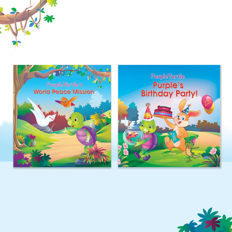 Story Books for Kids (Set of 2 Books) World Peace Mission, Purple's Birthday Party