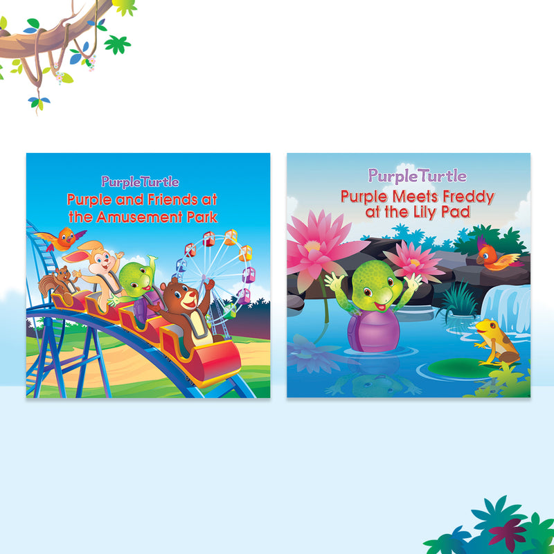 Story Books for Kids (Set of 2 Books) Friends at The Amusement Park, Purple Meets Freddy at the Lily Pad