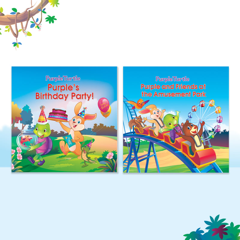 Story Books for Kids (Set of 2 Books) Friends at The Amusement Park, Purple's Birthday Party