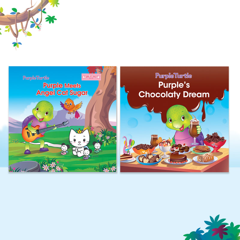 Story Books for Kids (Set of 2 Books) Purple's Chocolaty DreamPurple Turtle Meets Angel Cat Sugar