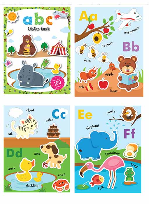 Set of 4 Sticker Books - Number, ABC, Things that Move & Shapes and Opposites